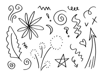 Hand drawn set elements black on white Royalty Free Vector