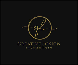 Initial ql handwriting logo with circle template Vector Image