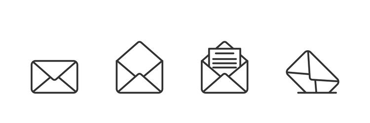 Mail set line icons open and closed envelope vector