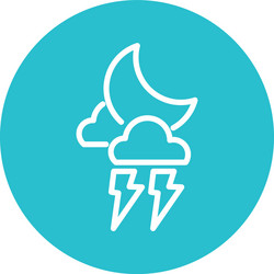 moon with clouds and thunder block flat style vector image