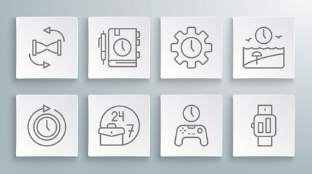 set line clock with arrow daily paper notepad vector image
