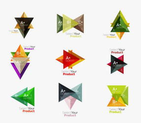 set of triangle infographic layouts with text vector