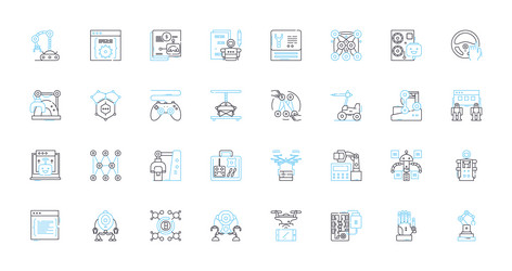 automation engineering linear icons set robotics vector image