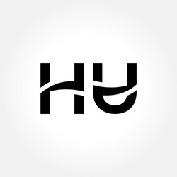 Letter hu logo design linked template with black vector