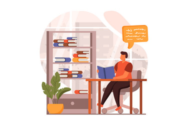 people reading book web concept in flat design vector