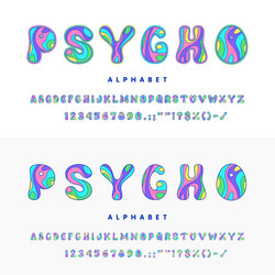psychedelic font groovy hippie type alphabet set vector image