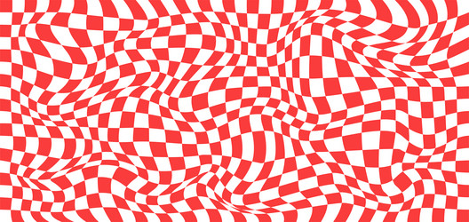 red and white distorted checkered pattern vector image