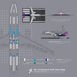 set airplane with seat map isolated vector