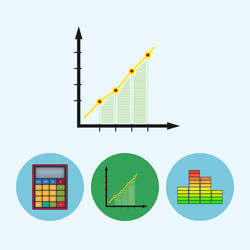 set icons with calculator indicator chart vector image