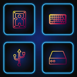 set line server data web hosting usb hard disk vector image