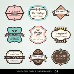 Wedding elements labels and frames vintage style Vector Image