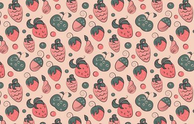 cute pattern with different berries on background vector image