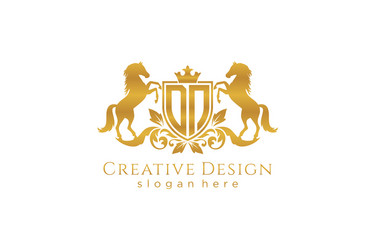 initial dn retro golden crest with shield and two vector image