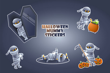 Halloween mummy stickers color vector