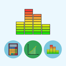 set icons with calculator indicator chart vector image