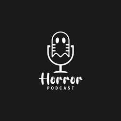 Horror podcast logo design ghost symbol vector