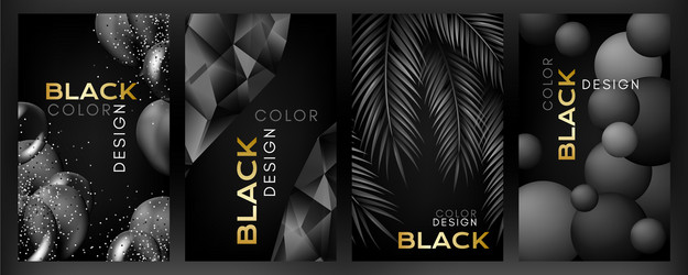 black luxury posters collection dark backgrounds vector