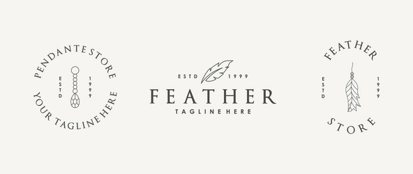 feather logo collection with minimalist style Vector Image
