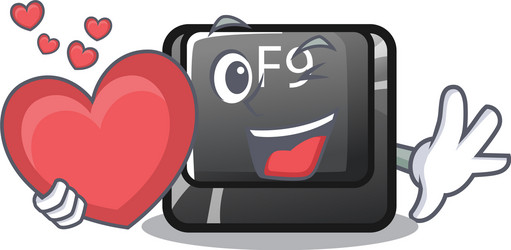 with heart button f9 in character shape vector image