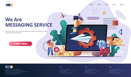 Messaging App Landing Page Template vector image