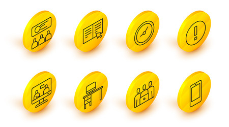 set line mobile phone online class computer vector image