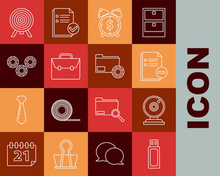 set line usb flash drive web camera document vector image