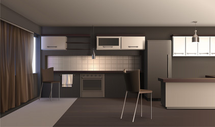 studio apartment kitchen design vector