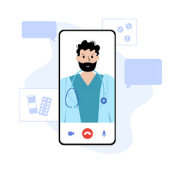 Online clinic and doctor concept vector