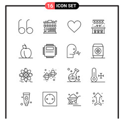 set 16 line style icons for web and mobile vector image
