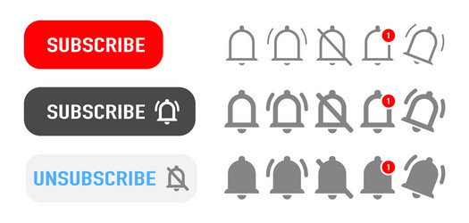 Subscribe button with bells vector