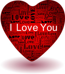 Valentines day-love text in red heart vector