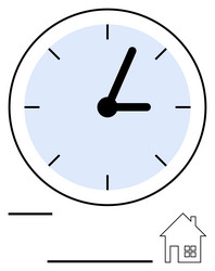 clock displaying time with minimalistic home icon vector image