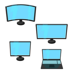 computer flat screen set lcd wide display vector image