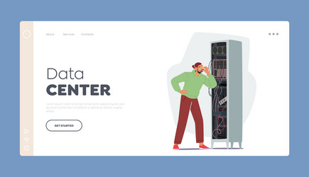 Data center landing page template sysadmin vector