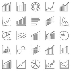 Graph and chart outline icons - statistics vector