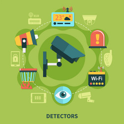 Home Security Detectors Round Composition vector image