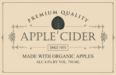 Label for apple cider with leaf in retro style vector