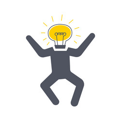 man with a bulb instead of head jumping new vector