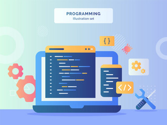 programming set coding language program vector image