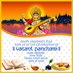 Vasant Panchami Saraswati Celebration Vector Image