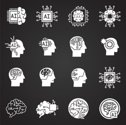 artificial intelligence ai related icons set vector image