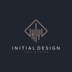 ky initial logo with curved rectangle style design vector image