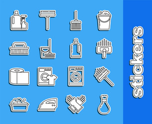 set line garbage bag squeegee scraper wiper vector image