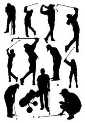 set silhouettes golfers athletes Vector Image