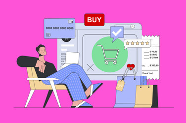 shopping concept in modern flat design for web vector image