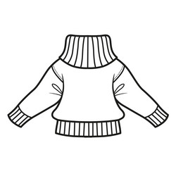 warm short wool sweater outline for coloring vector