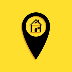 black map pointer with house icon isolated vector image