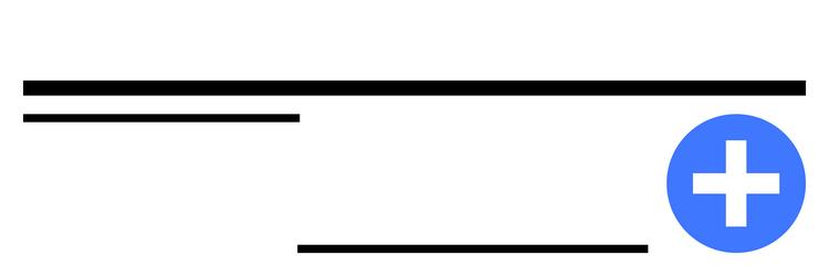 blue add button next to textual lines representing vector image
