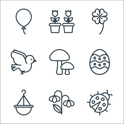 flat spring line icons linear set quality vector image