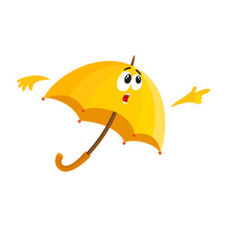 funny umbrella character with human face surprised vector